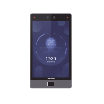 HIKVISION - Terminal Facial Min Moe 8" Touch con Lector de Huellas / Delgada y Estética / PoE / 100,000 rostros / Exterior IP65 / Función de Videoportero y Lectura de Códigos QR / Lectura de tarjetas / HIK-IA