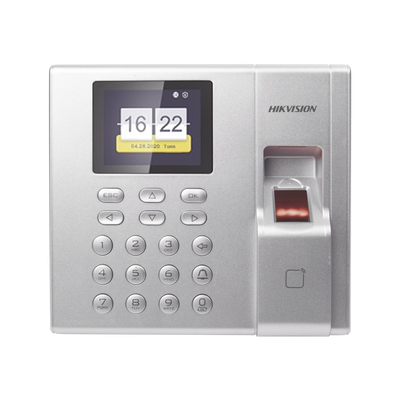 HIKVISION - Terminal de Control de Acceso y Asistencia compatible con APP Hik-Connect (P2P) / Lectura de Huella y de Tarjetas EM / Soporta hasta 1000 Huellas / Relevador para Chapa / Software iVMS4200