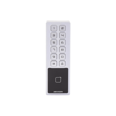 HIKVISION - Teclado Exterior Antivandálico IP65 & IK08 / Administrable en la Nube / Alta y Baja de Passwords Remotamente con Horarios / Acceso por PIN o Tarjeta MIFARE
