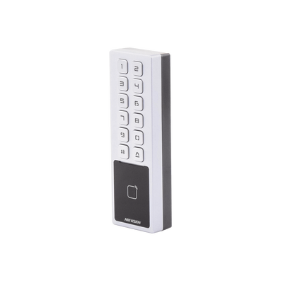 HIKVISION - Teclado Exterior Antivandálico IP65 & IK08 / Administrable en la Nube / Alta y Baja de Passwords Remotamente con Horarios / Acceso por PIN o Tarjeta MIFARE