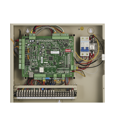 HIKVISION - Controlador de Acceso 1 Puerta / 2 Lectores de Huella o tarjeta / Integración con cámaras / 100,000 Tarjetas / Incluye Gabinete y Fuente de Alimentación 12Vcc/4A / Software GRATUITO