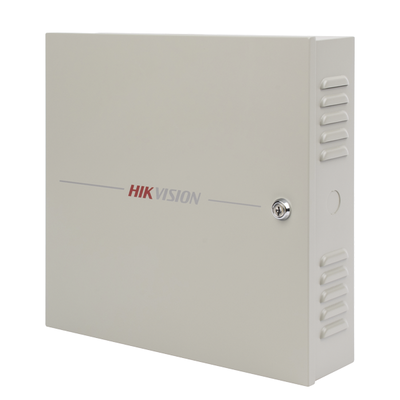 HIKVISION - Controlador de Acceso 1 Puerta / 2 Lectores de Huella o tarjeta / Integración con cámaras / 100,000 Tarjetas / Incluye Gabinete y Fuente de Alimentación 12Vcc/4A / Software GRATUITO