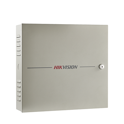 HIKVISION - Controlador de Acceso 1 Puerta / 2 Lectores de Huella o tarjeta / Integración con cámaras / 100,000 Tarjetas / Incluye Gabinete y Fuente de Alimentación 12Vcc/4A / Software GRATUITO