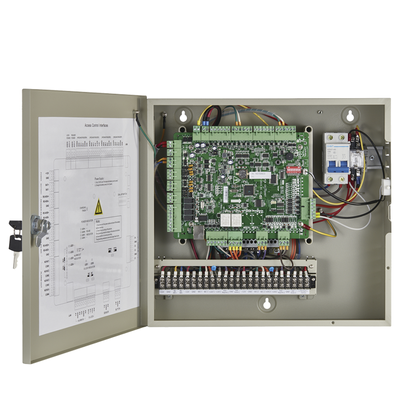 HIKVISION - Controlador de Acceso / 2 Puerta / 4 Lectores de Huella y Tarjetas / Integración con Video / 100,000 Tarjetas / Incluye Gabinete y Fuente de Alimentación 12Vcc/8A / Soporta batería de respaldo