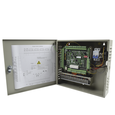 HIKVISION - Controlador de Acceso / 4 Puerta / 8 Lectores Huella y Tarjeta / Integración con Video / 100,000 Tarjetas / Incluye Gabinete y Fuente de Alimentación 12Vcc/8A / Soporta batería de respaldo