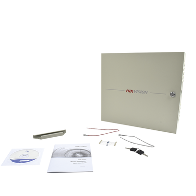 HIKVISION - Controlador de Acceso / 4 Puerta / 8 Lectores Huella y Tarjeta / Integración con Video / 100,000 Tarjetas / Incluye Gabinete y Fuente de Alimentación 12Vcc/8A / Soporta batería de respaldo