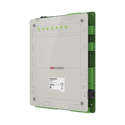 HIKVISION - Controlador de Acceso 2 Puertas Administrable en la Nube con Hik-Connect Teams / Interfaz Web / 4 Lectores de Huella o Tarjeta / 100,000 Tarjetas / 10,000 Huellas / Incluye Gabinete y Fuente de Alimentación 12 Vcd 8 A / Soporta Batería de Re