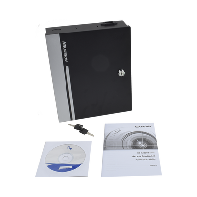 HIKVISION - Controlador de Acceso para 1 Puerta y  2 Lectores  / Fácil Administración con Software Gratuito / Incluye Gabinete y Fuente de Alimentación 12Vcc/8A / 10,000 Tarjetas / 50,000 Eventos