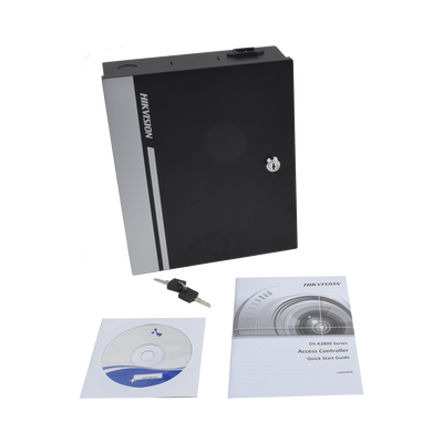 HIKVISION - Controlador de Acceso para 4 Puertas y 4 Lectores / Fácil Administración con Software Gratuito / Incluye Gabinete y Fuente de Alimentación 12Vcc/8A / 10,000 Tarjetas / 50,000 Eventos