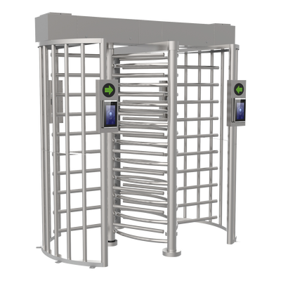 HIKVISION - Torniquete DOBLE (2 Carriles) de Cuerpo Completo Bidireccional / Exterior / Acero Inoxidable SUS304 / 30 Personas por Minuto / Compatible con Reconocimiento Facial (Terminal no Incluida)