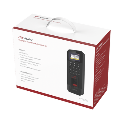HIKVISION - Kit de Control de Acceso TODO INCLUIDO con Lector de Huellas y Tarjetas / 3,000 Huellas / Compatible con App Hik-Connect / Incluye Electroimán  Botón de Salida y Montajes Z y L para imán (DS-K1T804)