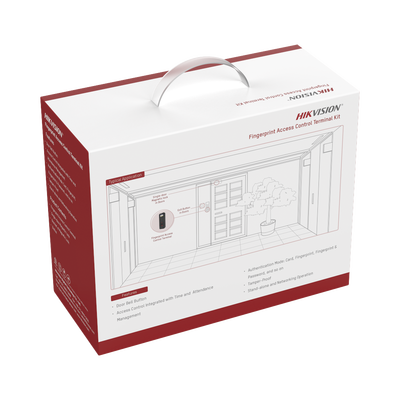 HIKVISION - Kit de Control de Acceso TODO INCLUIDO con Lector de Huellas y Tarjetas / 3,000 Huellas / Compatible con App Hik-Connect / Incluye Electroimán  Botón de Salida y Montajes Z y L para imán (DS-K1T804)