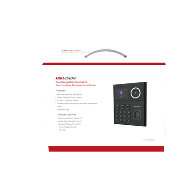 HIKVISION - Kit WiFi de Control de Acceso Lite TODO INCLUIDO con Lector de Rostros, Tarjetas y Huellas / 500 Rostros / Compatible con App HIKConnect / Incluye Electroimán  Botón de Salida y Montajes Z y L para imán / HIK-IA