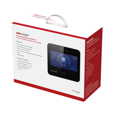 HIKVISION - Kit de Control de Acceso TODO INCLUIDO con Lector de Rostros, QRs y Tarjetas / 1,500 rostros / Compatible con App HIKConnect /Incluye Electroimán  Botón de Salida y Montajes Z y L para imán / HIK-IA