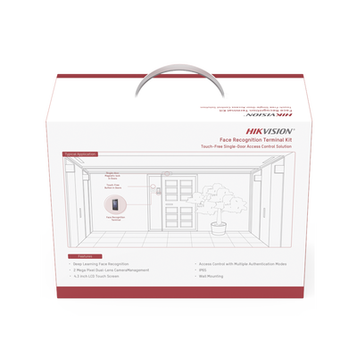 HIKVISION - Kit de Control de Acceso TODO INCLUIDO con Lector de Rostros, QRs , Tarjetas y Huellas / 3,000 Rostros / Compatible con App Hik-Connect / Videoportero / Incluye Electroimán  Botón de Salida y Montajes Z y L para imán / HIK-IA