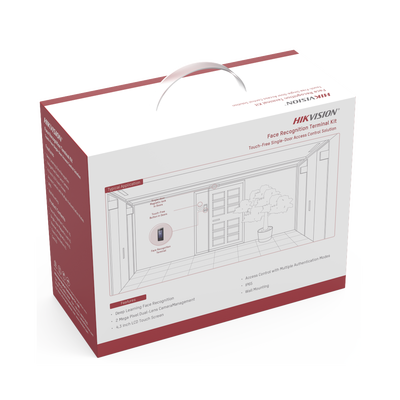 HIKVISION - Kit de Control de Acceso TODO INCLUIDO con Lector de Rostros, QRs , Tarjetas y Huellas / 3,000 Rostros / Compatible con App Hik-Connect / Videoportero / Incluye Electroimán  Botón de Salida y Montajes Z y L para imán / HIK-IA