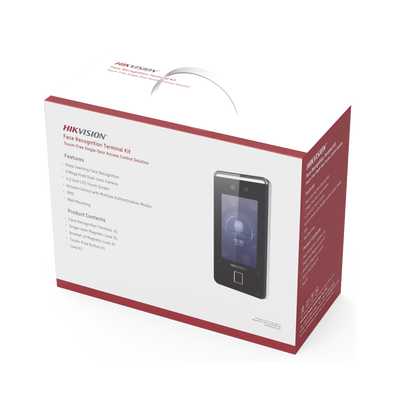 HIKVISION - Kit de Control de Acceso TODO INCLUIDO con Lector de Rostros, QRs , Tarjetas y Huellas / 3,000 Rostros / Compatible con App Hik-Connect / Videoportero / Incluye Electroimán  Botón de Salida y Montajes Z y L para imán / HIK-IA