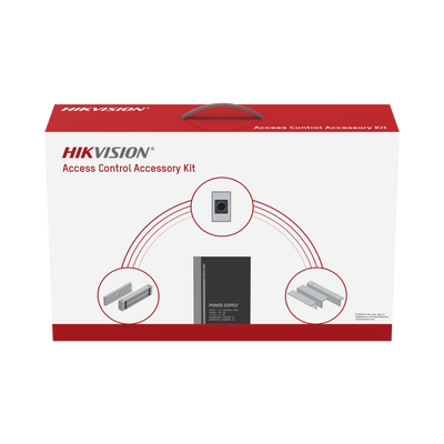 HIKVISION - Kit de Accesorios para Ctrl de Acceso / Fuente 12 Vcd 2 A, Botón de Salida y Chapa Magnética 600 Lbs / Para instalación de control de acceso autónomo (Facial Min Moe, Teclados, Lectores de Huella etc)