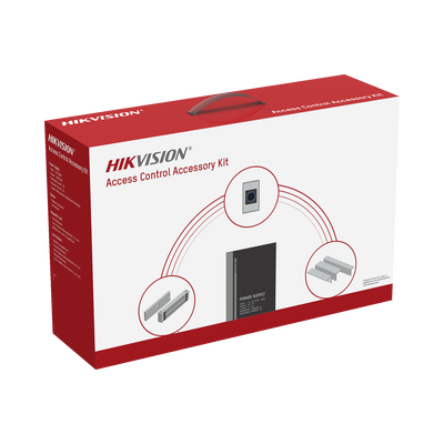HIKVISION - Kit de Accesorios para Ctrl de Acceso / Fuente 12 Vcd 2 A, Botón de Salida y Chapa Magnética 600 Lbs / Para instalación de control de acceso autónomo (Facial Min Moe, Teclados, Lectores de Huella etc)