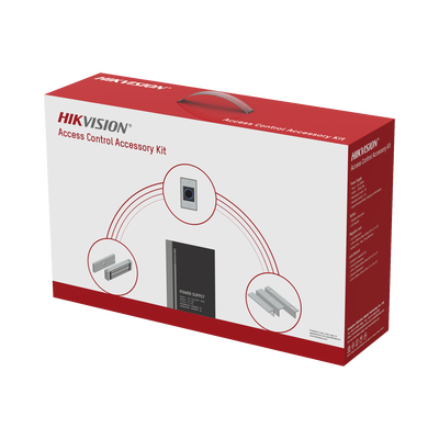 HIKVISION - Kit de Accesorios para Ctrl de Acceso / Fuente 12 Vcd 2 A, Botón de Salida y Chapa Magnética 600 Lbs / Para instalación de control de acceso autónomo (Facial Min Moe, Teclados, Lectores de Huella etc)