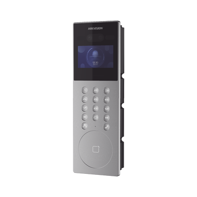 HIKVISION - Videoportero IP Multiapartamento con Reconocimiento Facial / Llamada a App HikConnect (requiere monitor) / Protección IP65 / Apertura por Rostro, Tarjeta o App