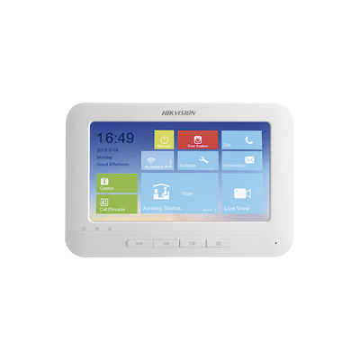 HIKVISION - Monitor IP Touch Screen 7'' para Videoportero IP / Soporta P2P / WiFi / Vídeo en Vivo / Audio de Dos Vías / Apertura Remota / Llamadas entre Monitores