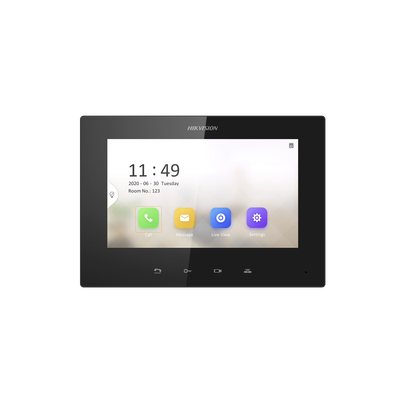 HIKVISION - Monitor IP Lite TOUCH 7" para Videoportero IP / Vídeo en Vivo / PoE Estándar / Apertura Remota / Llamada Entre Monitores / Audio de dos vías