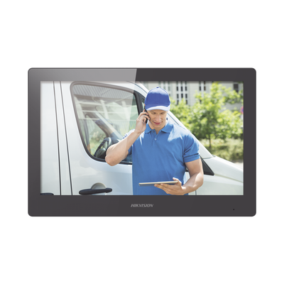 HIKVISION - Monitor Touch Screen 10" para Videoportero IP / Estético / Video en Vivo / WiFi / Apertura Remota / llamada entre monitores / Audio de dos vías / Policarbonato