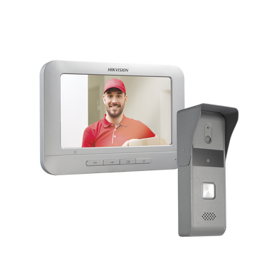 HIKVISION - Kit de Videoportero Analógico con Pantalla LCD a Color de 7" / Frente de Calle para Exterior IP65 / Salida de Relevador