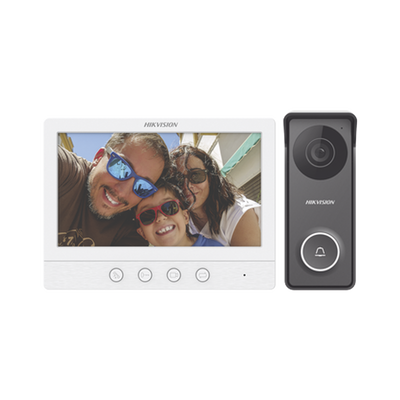 HIKVISION - Kit de Videoportero TurboHD con Pantalla LCD a Color de 7" / Frente de Calle para Exterior de Metal / 720p (1 Megapíxel )117° de Visión (Gran Angular)