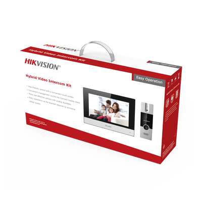 HIKVISION - Kit de Videoportero Híbrido de Plastico / IP a 4 Hilos con Función de Llamada a App Hik-Connect / Monitor se Conecta a Internet por Cable o WiFi y por 4 Hilos al Frente de Calle / Expandible a Mas Equipos