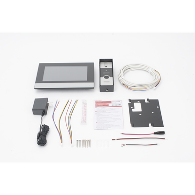HIKVISION - Kit de Videoportero Híbrido de Plastico / IP a 4 Hilos con Función de Llamada a App Hik-Connect / Monitor se Conecta a Internet por Cable o WiFi y por 4 Hilos al Frente de Calle / Expandible a Mas Equipos