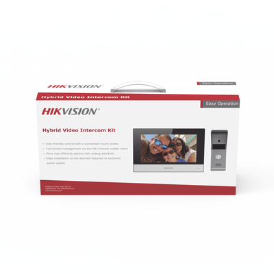 HIKVISION - Kit de Videoportero Analógico de Metal / IP a 4 Hilos con Función de Llamada a App Hik-Connect / Monitor se Conecta a Internet por Cable o WiFi y por 4 Hilos al Frente de Calle  IP65 / Expandible a Mas Equipos