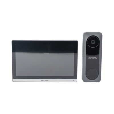 HIKVISION - Kit de Videoportero Hibrido TurboHD con Pantalla LCD touch de 7" Wi-Fi / Frente de Calle para Exterior de Policarbonato / 720p (1 Megapíxel )130° de Visión (Gran Angular) / Llamada a App Hik-Connect