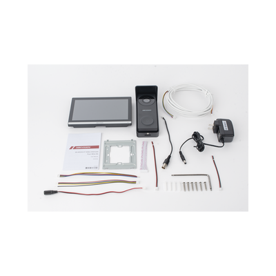 HIKVISION - Kit de Videoportero Hibrido TurboHD con Pantalla LCD touch de 7" Wi-Fi / Frente de Calle para Exterior Metalico / 720p (1 Megapíxel )117° de Visión (Gran Angular) / Llamada a App Hik-Connect