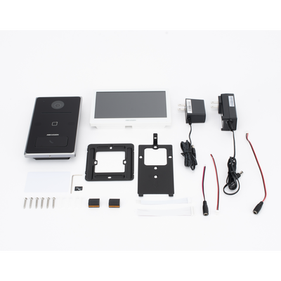 HIKVISION - Kit de Videoportero IP / Frente de calle para exterior / 2MP / Lector de Tarjeta MiFARE / Monitor Interior / WiFi / Pantalla de 7" Touch