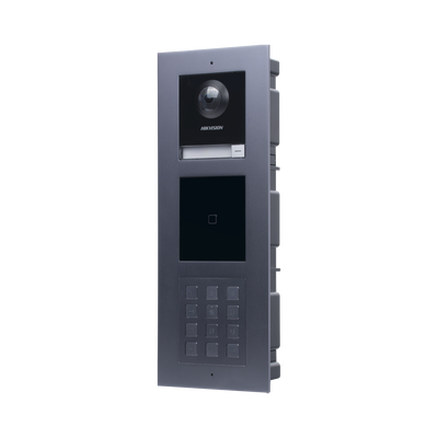 HIKVISION - Videoportero IP MULTIAPARTAMENTO con llamada a App de Smartphone y Lector de Tarjetas EM / 2da Generación (Modular) / Montaje para EMPOTRAR incluido / Apertura con CONTRASEÑAS y TARJETAS