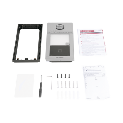 HIKVISION - Videoportero IP 2 Megapixel / Llamada y Apertura Remota desde App Hik-Connect / PoE / Exterior IP65 + Antivandalico IK08 / 1 Departamento / Apertura con Tarjeta / Soporta 2 Puertas y hasta 6 Monitores