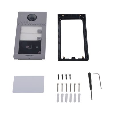HIKVISION - Videoportero IP (IP65 + IK08) con Llamada y apertura desde APP Hik-Connect / Soporta 2 Departamentos / PoE Estandar  / Interfaz WEB para configuración / 2 puertas