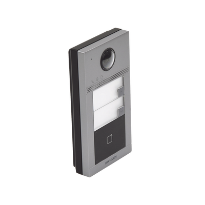 HIKVISION - Videoportero IP (IP65 + IK08) con Llamada y apertura desde APP Hik-Connect / Soporta 2 Departamentos / PoE Estandar  / Interfaz WEB para configuración / 2 puertas