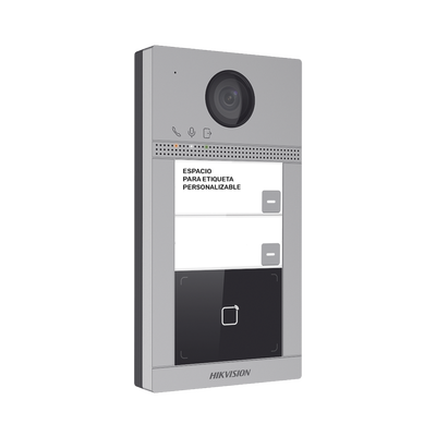 HIKVISION - Videoportero IP 2 Megapixel / Llamada y Apertura Remota desde App Hik-Connect (requiere monitor) / PoE / Exterior IP65 + Antivandalico IK08 / 2 Departamentos / Apertura con Tarjeta / Soporta 2 Puertas y hasta 6 Monitores