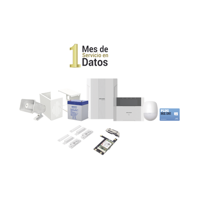 HIKVISION - KIT Panel de Alarma HYBRID PRO / 1 Panel Híbrido / 1 Monitor LCD / 2 Contactos Magnéticos Inalámbricos / 1 PIR Inalámbrico / 1 Batería 12 vcc 4.5 Amp