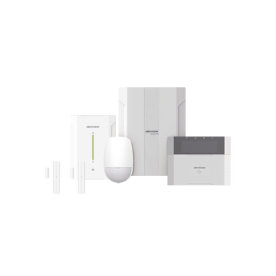 HIKVISION - KIT Panel de Alarma HYBRID PRO / 1 Panel Híbrido / 1 Teclado LCD / 2 Contactos Magnéticos Inalámbricos / 1 PIR Inalámbrico