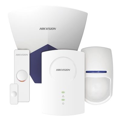 HIKVISION - KIT Sensores Inalámbricos para Panel Híbrido / 1 Expansor de 8 Zonas Inalámbricas / 1 Contacto Magnético / 1 Sensor PIR para Interior / 1 Sirena para Exterior