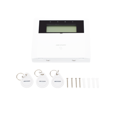 HIKVISION - (AX HYBRID PRO) Teclado Compatible con el Panel Hybrid Pro Hikvision DS-PHA64-LP y DS-PHA64-LP(B) / Pantalla LCD / 2 zonas cableadas / 1 salida de alarma / 64 Llaveros