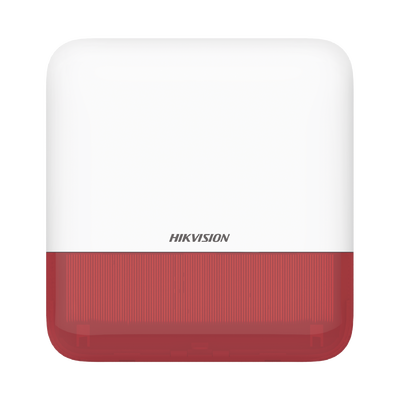 HIKVISION - (AX PRO) Sirena Inalámbrica con Estrobo Rojo para Exterior IP65 / 110 dB