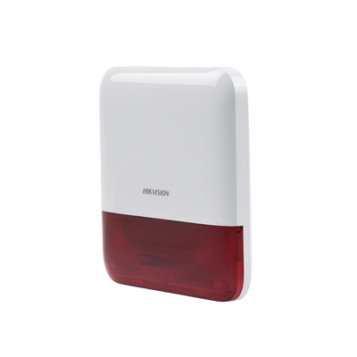 HIKVISION - (AX PRO) Sirena Inalámbrica con Estrobo Rojo para Exterior IP65 / 110 dB