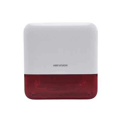 HIKVISION - (AX PRO) Sirena Inalámbrica con Estrobo Rojo para Exterior IP65 / 110 dB