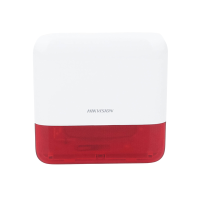 HIKVISION - (AX PRO) Sirena Inalámbrica con Estrobo Rojo para Exterior IP65 / 110 dB