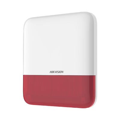 HIKVISION - (AX PRO) Sirena Inalámbrica con Estrobo Rojo para Exterior IP65 / 110 dB